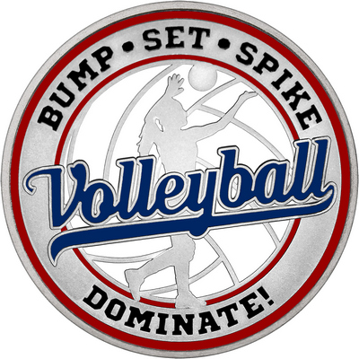 Navy Blue "Volleyball" with Maroon Outer Circular Borders